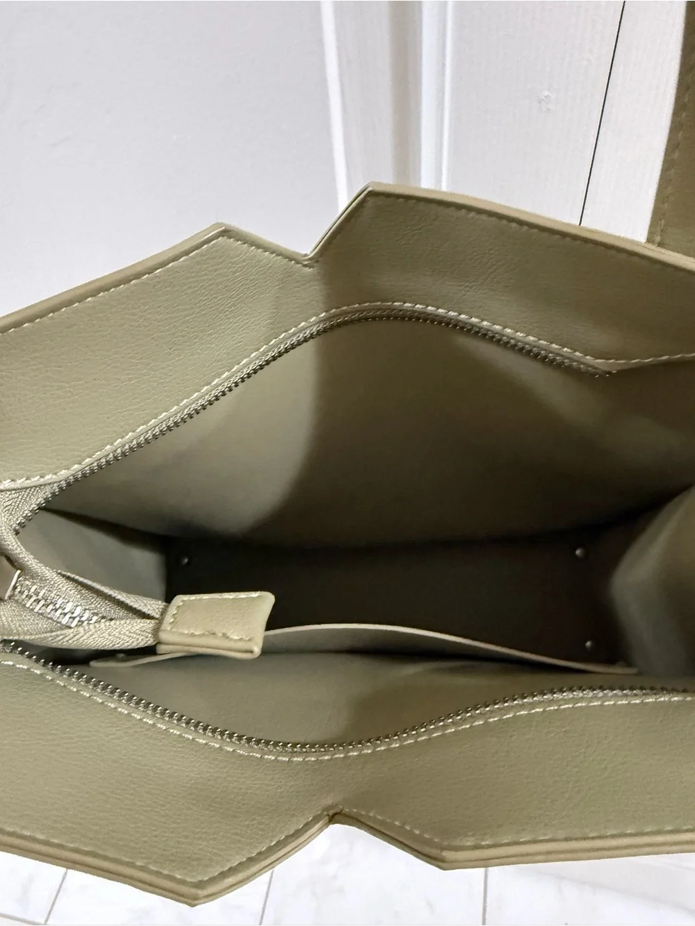 Pixie Mood Alicia Tote Sage Green Vegan Leather Zip Top Shopper Purse Bag